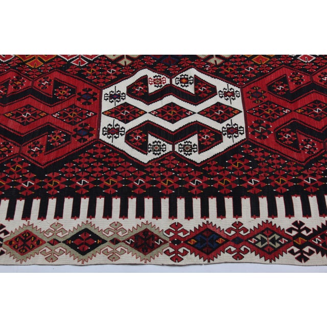 1940s Authentic Tribal Handwoven Kilim for Floor – Family Made Stitched Together - 6' 5'' X 13' 11'' For Sale In Tampa - Image 6 of 14