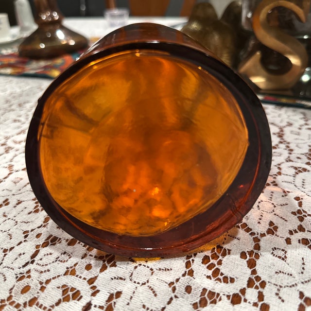 1960s Vintage Mid Century Amber Bottle Glass Vase For Sale - Image 5 of 11