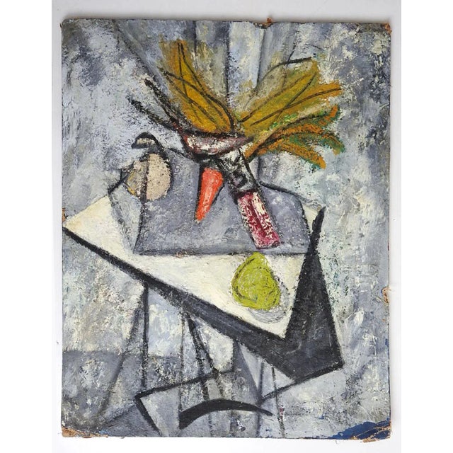 Vintage 1950 Abstract Cubist Still Life Painting For Sale - Image 9 of 9
