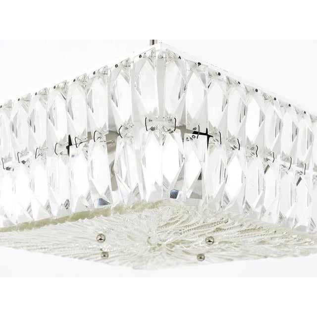 Modernist Square Ceiling Light with Faceted Crystals from Bakalowits & Söhne, Austria, 1960s For Sale - Image 10 of 11