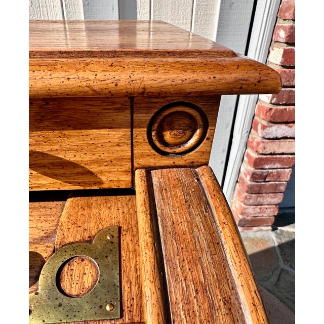 1980s Vintage Riverside Furniture Oak Roll Top Secretary Desk With