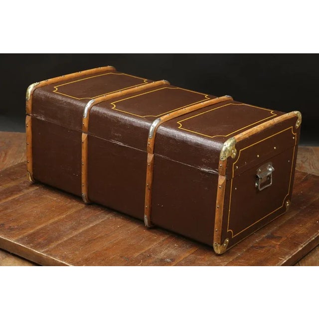 Vintage Brown Curved Trunk For Sale - Image 4 of 7