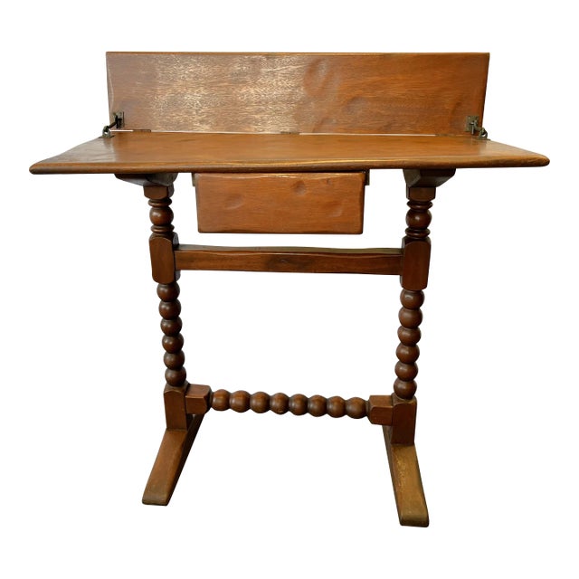 Antique Ship's Navigation Table/ Desk Handmade of Solid Wood With Barley Twist Legs For Sale