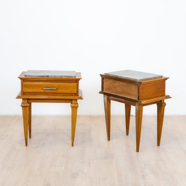 Art Deco Bedside Tables with Marble Tops, 1930s, Set of 2 For Sale - Image 4 of 13