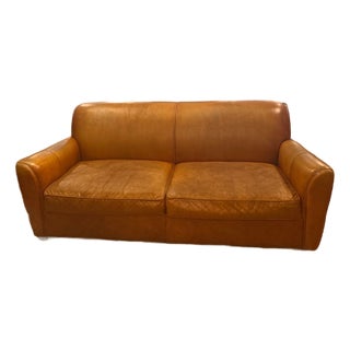 Ralph Lauren Style Leather Sofa For Sale