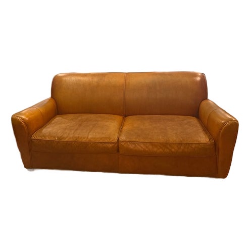 Ralph Lauren Style Leather Sofa For Sale
