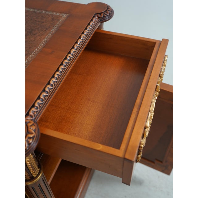 Wood Francesco Molon Leather Top Walnut Executive Desk For Sale - Image 7 of 18