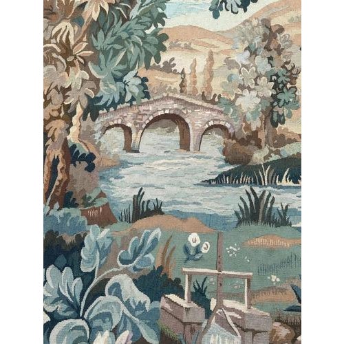 Textile Mid-Century Handwoven Aubusson The Man Near the River Tapestry, 1970s For Sale - Image 7 of 18