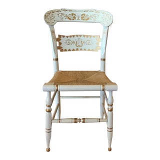 Button Back Antique White Hitchcock Chair For Sale