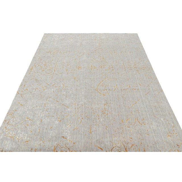 2010s Rug & Kilim’s Contemporary Rug in Gray and Orange Abstract Patterns “Naroon” For Sale - Image 5 of 7