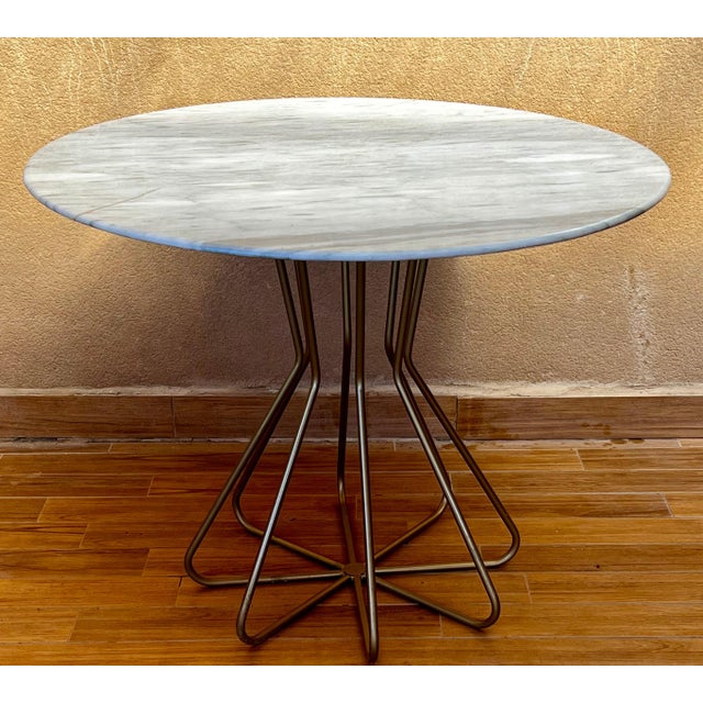 New Metal Fleur Side Table with White Marble Top, Indoor and Outdoor For Sale - Image 17 of 18