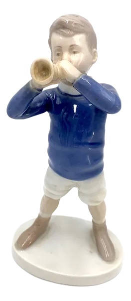 Porcelain Figurine of a Boy With a Trumpet from Bing & Grondahl, Denmark, 1970s / 1980s