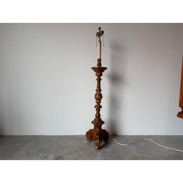 1960s Hollywood Regency Turned Wood Floor Lamp For Sale - Image 11 of 12