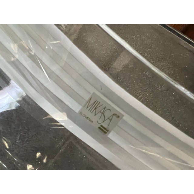 Mikasa Vintage Postmodern Mikasa "Legacy" Frosted Geometric Crystal Centerpiece Bowl For Sale - Image 4 of 10