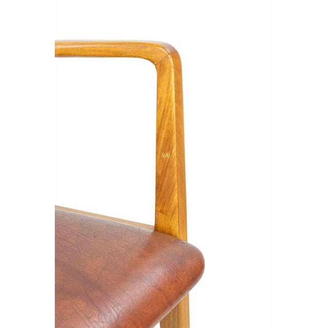 Vintage Italian Chairs in Mahogany Wood and Leather, 1950s, Set of 2 For Sale - Image 8 of 10