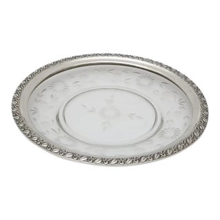Sterling Serving Dish Antique and Crystal For Sale