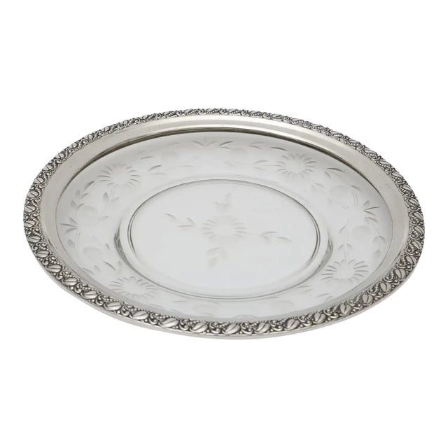 Sterling Serving Dish Antique and Crystal For Sale