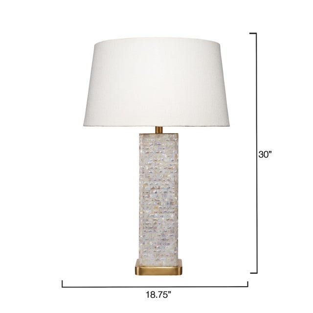 Hollywood Regency Jamie Young Preston Mother of Pearl Table Lamp with Linen Shade For Sale - Image 3 of 5