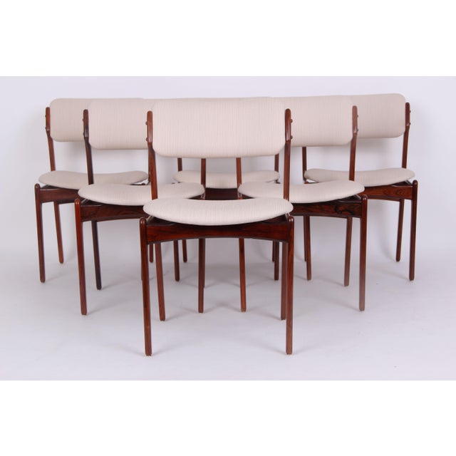 Model OD49 Chairs in Rosewood and Wool Fabric by Erik Buch for Oddense Maskinsnedkeri, 1960s, Set of 6 For Sale - Image 9 of 9