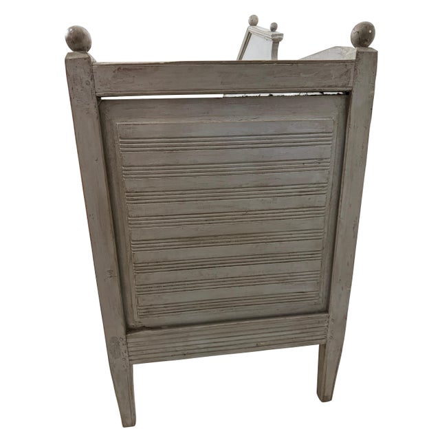 19th Century Neoclassical Style Swedish Grey Gustavian Storage Sofa Hand Carved For Sale - Image 11 of 18