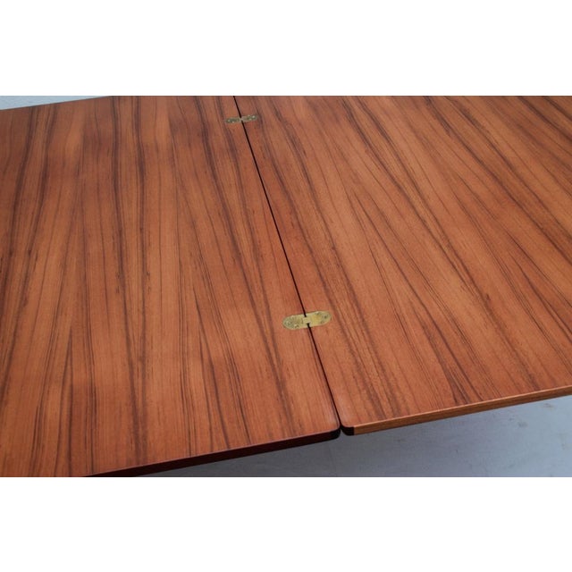 Wood Extendable Dining Table with Swivel-Folding Mechanism in Teak, 1965 For Sale - Image 7 of 12