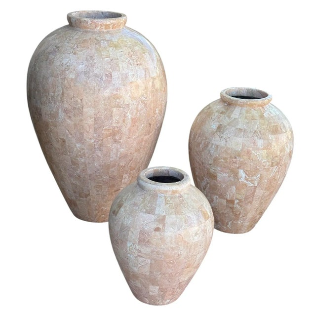 Set of Three Tessellated Stone Floor Vases, Circa 1980’s For Sale In Phoenix - Image 6 of 10