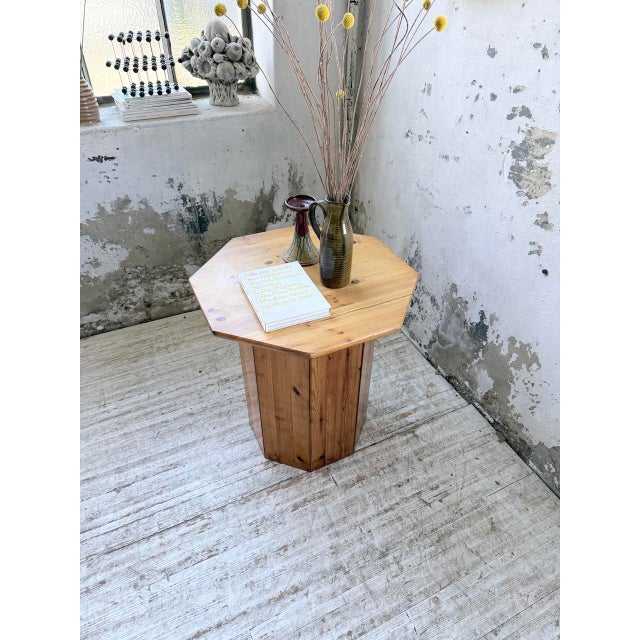 Hexagonal Pine Console Table from Regain, 1970s For Sale - Image 11 of 18