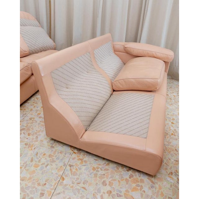 Vintage Petronio 4-6 Seater Sofa in Blush Leather by Tito Agnoli for Poltrona Frau, 1970s For Sale - Image 11 of 13