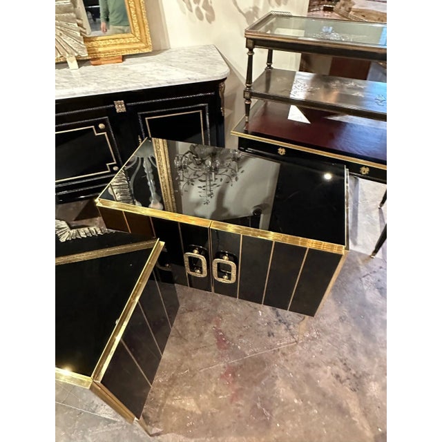 2000 - 2009 Murano Black Glass and Brass Side Cabinet For Sale - Image 5 of 10