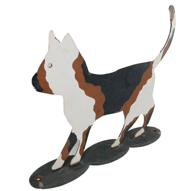 1980s Calico Cat Folk Art Metal Garden Ornament For Sale - Image 9 of 12