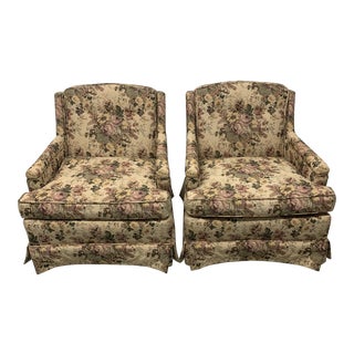 Vintage Floral Club Chairs - a Pair For Sale