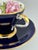 John Aynsley Aynsley Cobalt Blue Teacup and Saucer, Corset Shape W/ Cabbage Rose - 1930s For Sale - Image 4 of 10