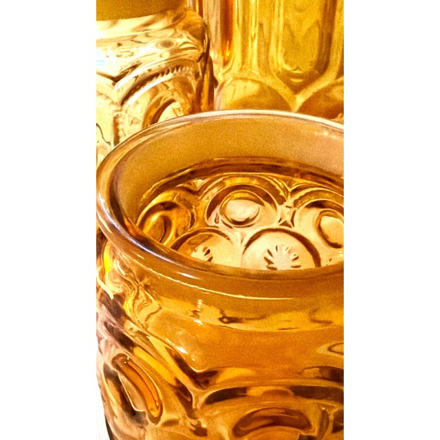1960s Mid-Century Modern Le Smith Moon & Star Amber Glass Cannister Graduated in Size Cottage - Set of 4 For Sale - Image 11 of 12