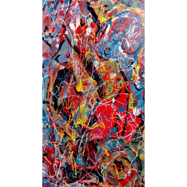 Framed abstract expressionist painting by R. Monti CONDITION DETAILS Wear consistent with age and use. Minor wear....