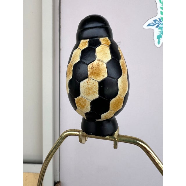 Yellow Vintage Art Deco Yellow & Black Checkered or Chevron Pattern Lamp For Sale - Image 8 of 8