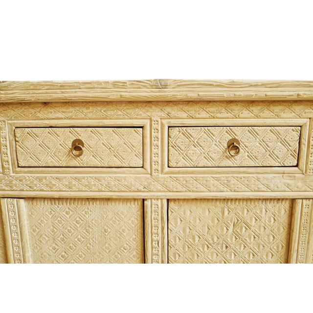 Tan Vintage Bleached Carved Jilang Sideboard For Sale - Image 8 of 9