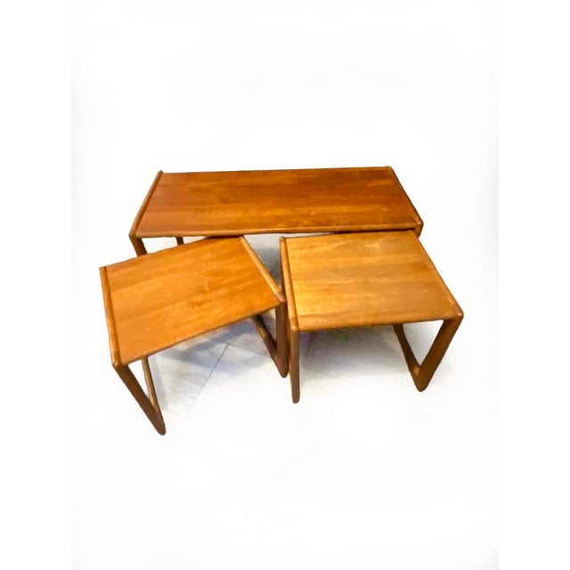 Brown Mid-Century Nest of Three Teak Side Tables, 1970s, Set of 3 For Sale - Image 8 of 13