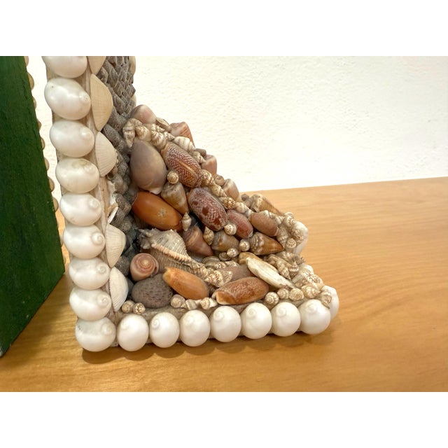 Wood 1970s Shell Encrusted Bookends - a Pair For Sale - Image 7 of 10