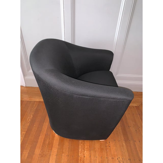 Contemporary Black Upholstered Armchairs - A Pair For Sale - Image 4 of 10