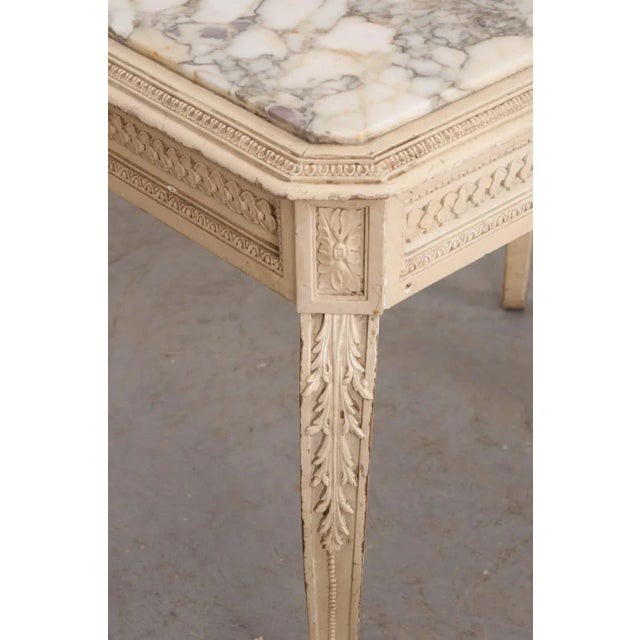 Late 19th Century 19th Century French Louis XV Style Painted Marble-Top Table For Sale - Image 5 of 9