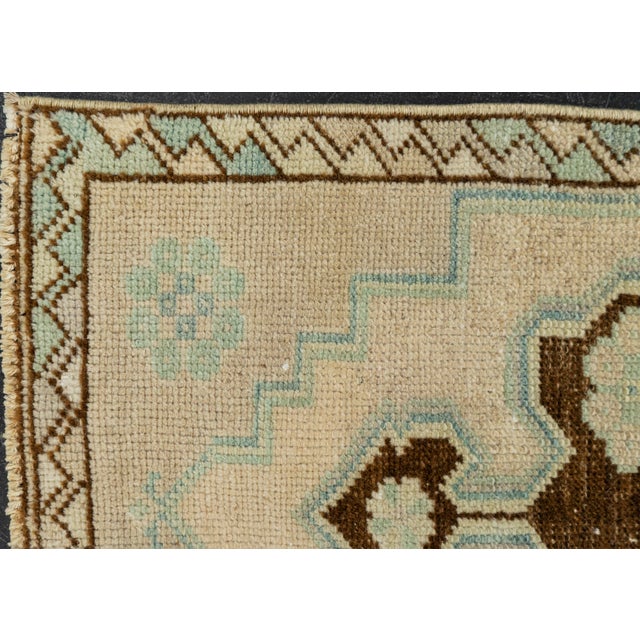 Early 21st Century Turkish Mini Rug Oriental Hand Knotted Vintage Rug 1'6" x 3' #21291 For Sale - Image 5 of 8