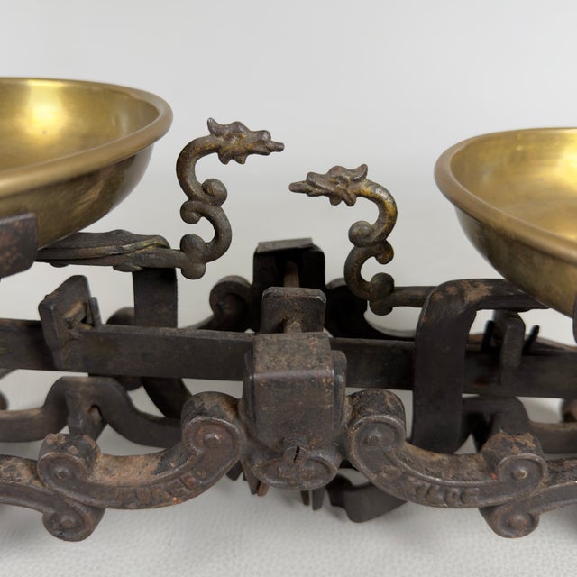 Roberval Iron Brass Dragon Scales with Weights, Set of 2 For Sale - Image 12 of 17