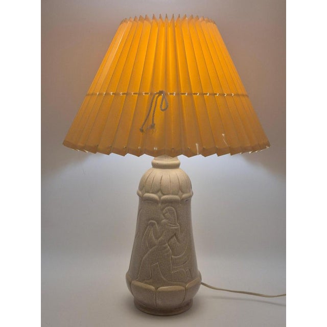 1930s Vintage Swedish Grace Table Lamp in White Glazed Ceramic by Maggie Wibom, 1930s For Sale - Image 5 of 11