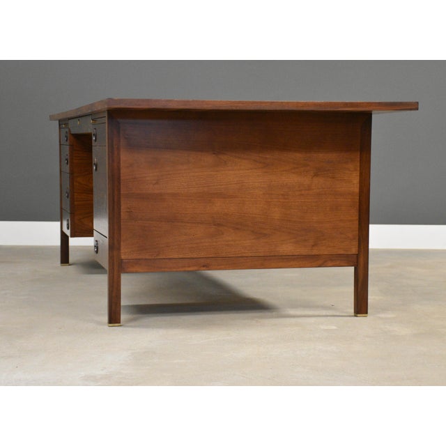 Dunbar Furniture 1950s Edward Wormley for Dunbar Walnut Executive Desk For Sale - Image 4 of 12
