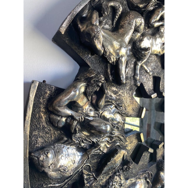 Bauhaus Huge Vintage Mid-Century Brutalist Zodiac Mirror by Finesse Originals For Sale - Image 3 of 11