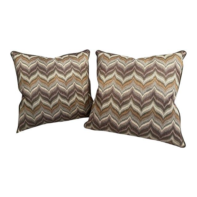 Pair of Chevron Throw Pillows For Sale