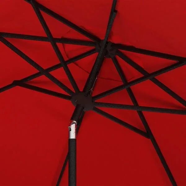 Safavieh Outdoor UV Resistant Ortega 9 ft Auto Tilt Crank Umbrella - Red For Sale - Image 4 of 5