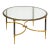 French Modern Round Cocktail or Coffee Low Table of Brass With Glass Top For Sale
