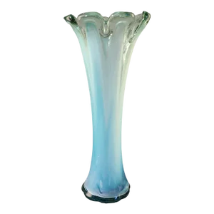 Vintage Mid-Century Modern Murano Art Glass Attributed Tall Vase in Shades of Blue