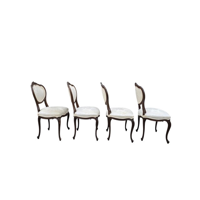 Vintage French Louis XV Style Walnut Dining Chairs – Set of 6 For Sale - Image 4 of 11